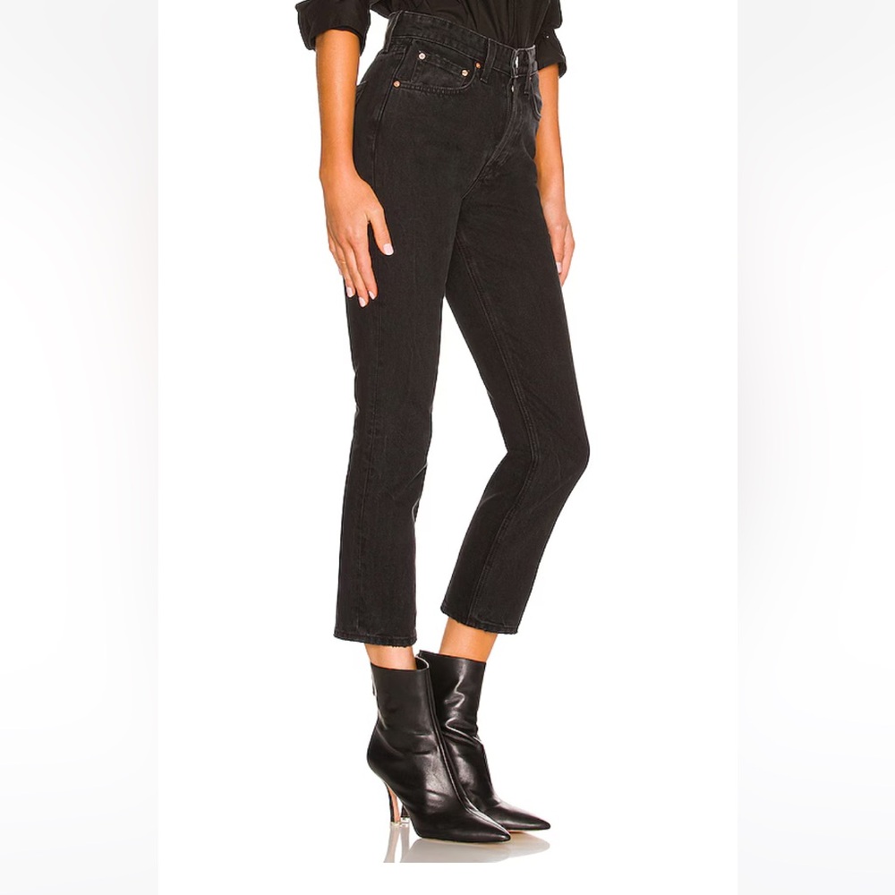 GRLFRND Women's Black Karolina Cropped High-rise Straight-leg Jeans Size 23 - Picture 13 of 15